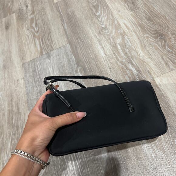 Nine West Mini Evening Purse Clutch Black Satin - Picture 3 of 6